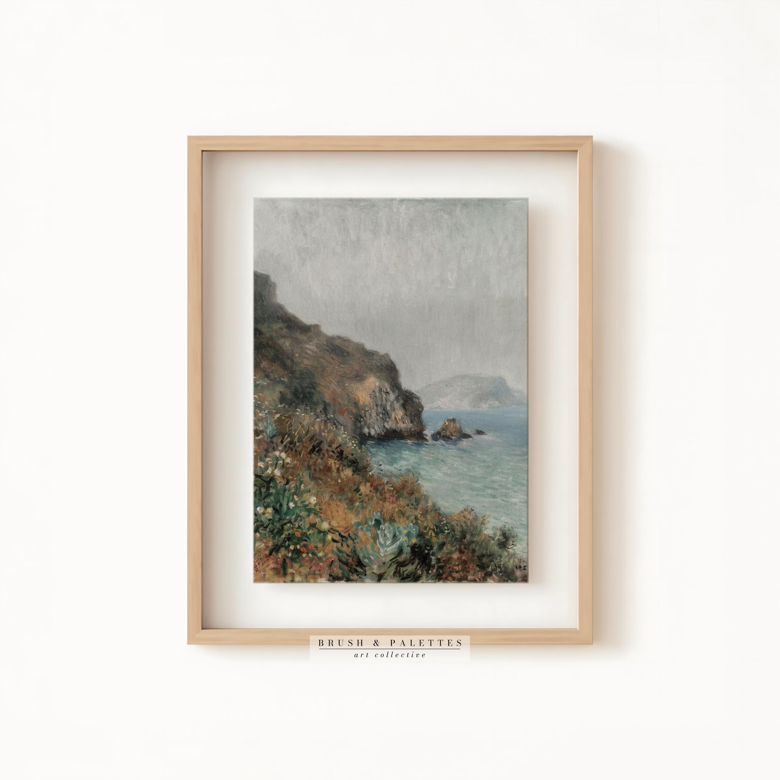Misty Coastal Cliffside Print | PRINTABLE Seaside Landscape Wall Decor ...