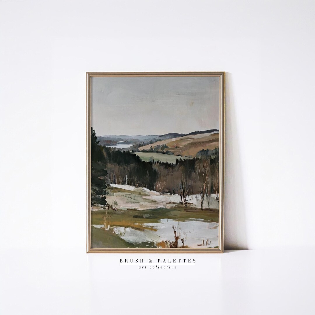 Winter Hills Landscape Print | PRINTABLE Serene Snowy Countryside Wall ...