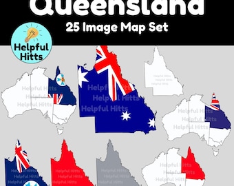 Queensland Map Set Clip Art (25 PNG Images)