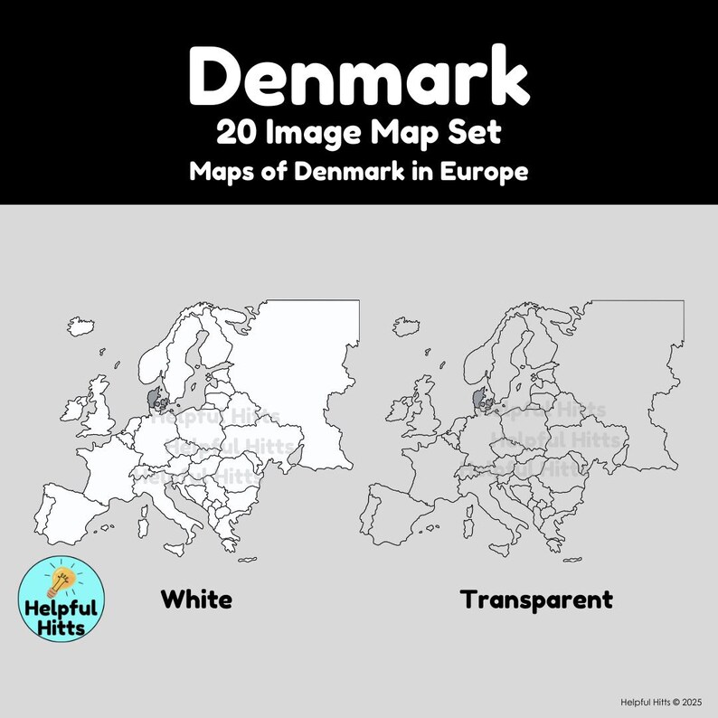 Denmark Map Clip Art Set: Teacher Geography Resources (20 PNG Images ...