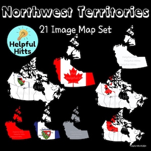 Northwest Territories Map Set- Clip Art for Teachers, Geography, North America Map, Canada Provinces and Territories Map- 21 PNG Images