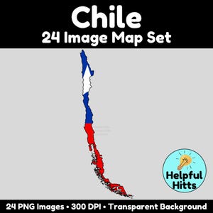 Chile Map Clipart Set – Country Map PNGs, Flag & Outline Maps (28 Images)