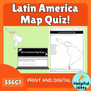 Latin America Map Quiz- Paper, Google Form, and Modified Version SS6G1