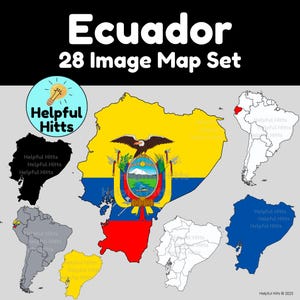 Ecuador Map Set - Clip Art für Lehrer, Geographie, südamerikanische Länder, Ecuador politischen, Sozialkunde, Latein Amerika- 28 PNG Bilder