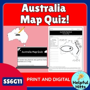 Australia Map Quiz- Paper, Google Form, and Modified Version SS6G11