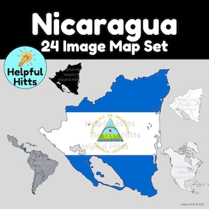 Mapa de Nicaragua - Imágenes prediseñadas para profesores, geografía, mapa político de Nicaragua, mapa de Centroamérica, mapa de América Latina - 24 imágenes PNG