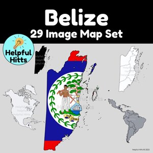 Belize kaart set-illustraties voor leraren, aardrijkskunde, sociale studies, Belmopan, Centraal-Amerika kaart, Latijns-Amerika kaart- 29 png-afbeeldingen