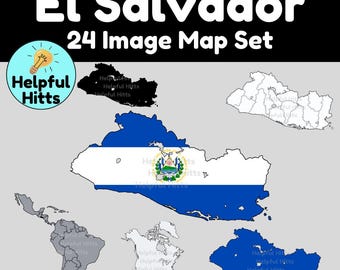 El Salvador Map Clip Art Set: Geography, Social Studies (24 PNG Images)