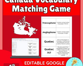 Canada Unit Woordenschat Matching Game - bewerkbare Google-presentaties
