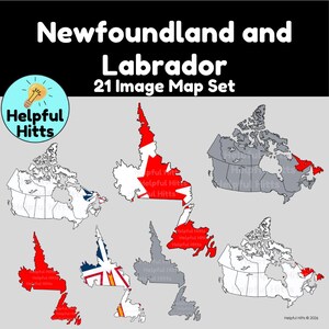 Newfoundland and Labrador Map Set: Clip Art for Teachers (21 PNG Images)
