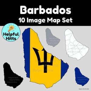 Mapa de Barbados (10 imágenes PNG) para profesores, geografía, islas del Caribe, estudios sociales, Commonwealth británica y mapa del Caribe.