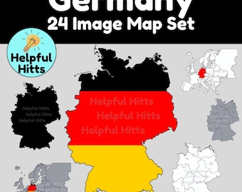 Germany Map Clip Art Set: European Geography (24 PNG Images)