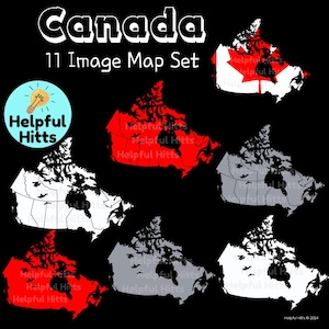 Canada Map Set Clipart- Clip Art for Teachers, Geography, Social Studies, North America, Canada Provinces and Territories- 11 PNG Images