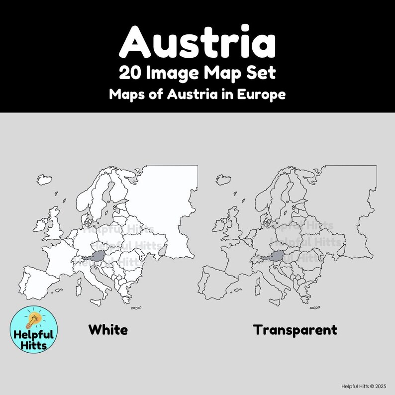 Austria Map Clip Art Set: European Geography, Social Studies (20 PNG ...