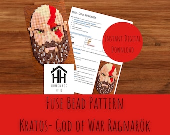 Kratos- God of War Ragnarök DIGITAL Fuse Bead Pattern - Perler Beads- Artkal Beads