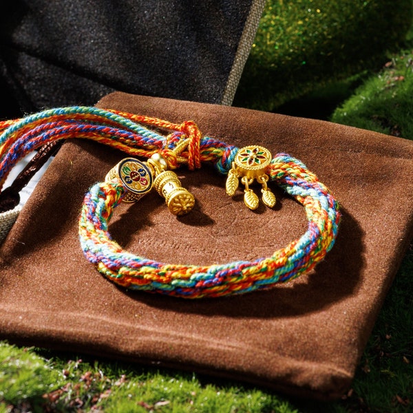Bracelet tibétain réincarnation porte-bonheur Zakiram Talisman fait main de richesse et de sagesse, cadeau artisanal pour tous, amulette porte-bonheur, unisexe