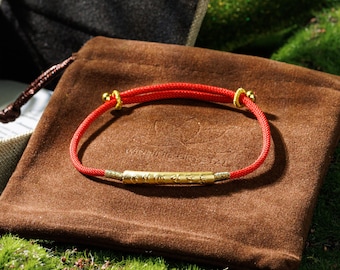 Tibetan Red String Bracelet for Protection Yoga Meditation Prayer Good Fortune Lucky Handcrafted Amulet Gold Silver Bracelet Unisex Gift