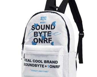 White Graffiti Travel Backpack, Laptop Gear, Waterproof Sports Bag, School Bag, Gift for Students, Fashion Accessory, SOUNDBYTE 21448