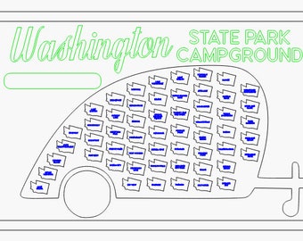 Washington Personalized State Park Camping Travel Map - Bucket List Adventure - Perfect Gift for Campers!
