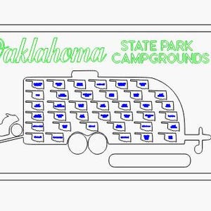 Oklahoma personifizierte State Park Camping Reisekarte - Bucket List Abenteuer - Perfektes Geschenk für Camper!