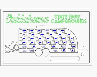 Oklahoma Personalized State Park Camping Travel Map - Bucket List Adventure - Perfect Gift for Campers!