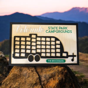 Colorado personalisierte State Park Camping Reisekarte - Bucket List Abenteuer - Perfektes Geschenk für Camper!