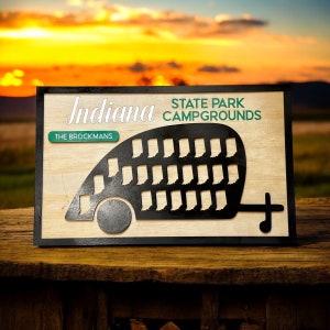 Indiana personalisierte State Park Camping Reisekarte - Bucket List Abenteuer - Perfektes Geschenk für Camper!