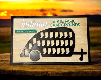 Indiana Personalized State Park Camping Travel Map - Bucket List Adventure - Perfect Gift for Campers!