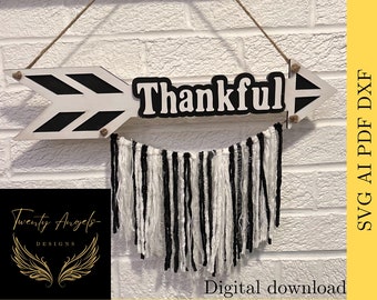 Thankful Boho Style Arrow Laser File