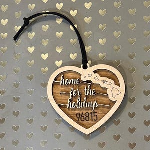 Adornos con código postal en archivo láser: los 50 estados / Adornos con forma de corazón / Descarga de archivo digital