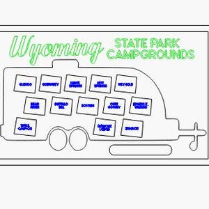 Wyoming personalisierte State Park Camping Reisekarte - Bucket List Abenteuer - Perfektes Geschenk für Camper!