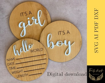 Gender Reveal Birth Announcement Laser File