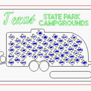 Texas personalisierte State Park Camping Reisekarte - Bucket List Abenteuer - Perfektes Geschenk für Camper!