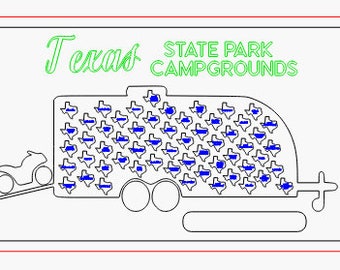 Texas Personalized State Park Camping Travel Map - Bucket List Adventure - Perfect Gift for Campers!