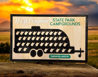 West Virginia Personalized State Park Camping Travel Map - Bucket List Adventure - Perfect Gift for Campers!