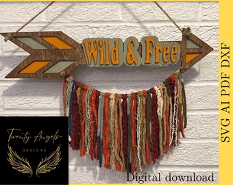 Wild and Free Boho Style Arrow Laser File