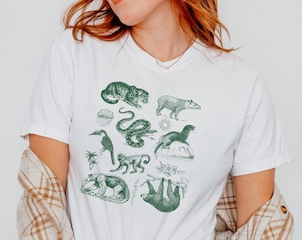 Rainforest Animal Print T-Shirt, Jungle Wildlife Graphic Tee, Rainforest Animal Shirt, Nature Lovers Gift, Vintage Rainforest Shirt