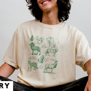 Forest Animal Print T-Shirt, Wildlife Graphic Tee, Mountain Animals Collection Shirt, Nature Lover Gift, Outdoor Adventure, Retro Animals