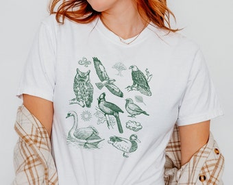 Bird Print T-Shirt, Vintage Birdwatching Graphic Tee, Wild Birds Collection Shirt, Bird Shirt, Ornithology Apparel, Birdwatcher Gift