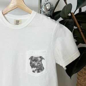 Pitbull Pocket T Shirt Adorable Pitbull Lover Gift Pitbull Graphic Tee for Pitbull Owners Unique Pitbull Artwork Apparel Pitbull Mom Shirt