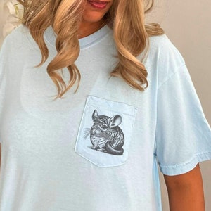 Chinchilla Pocket T Shirt Cute Chinchilla Lover Gift Graphic Tee for Chinchilla Animal Owners Shirt Unique Chinchilla Artwork Apparel