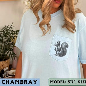 Camiseta de bolsillo vintage con ardilla, camiseta retro para amantes de los animales del bosque, camiseta gráfica de vida silvestre del bosque, regalo moderno con estampado de ardilla para fanáticos de las ardillas