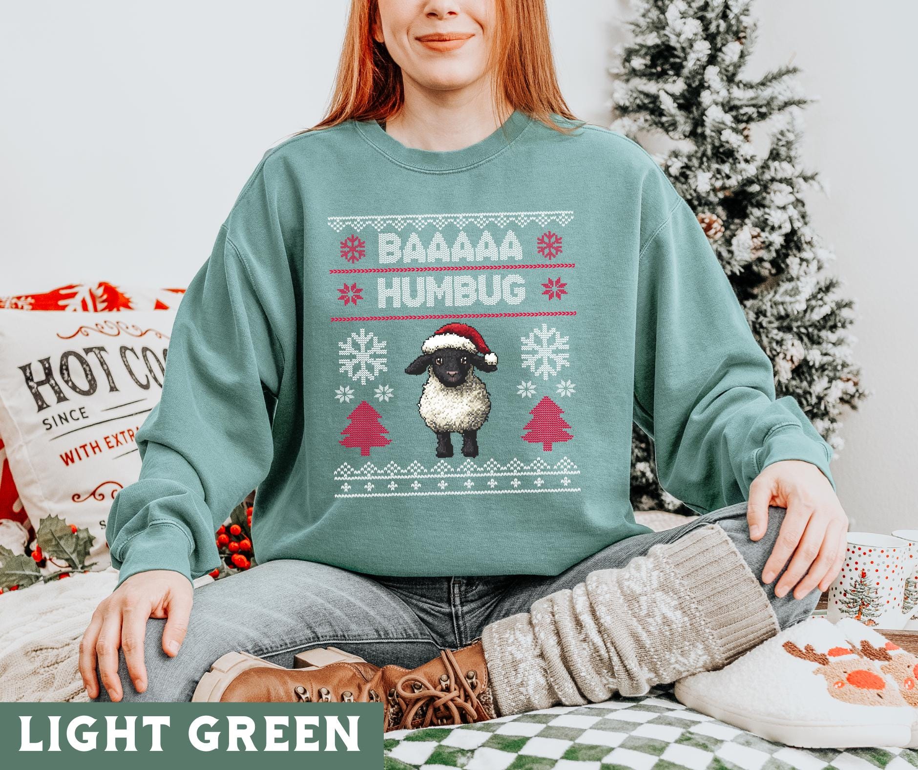 【foufou】“sheep is coming to town” jumper Sheep Sweatshirt, Christian Shirt, Funny Sheep Sweater