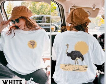 Ostrich Graphic T-Shirt, Retro Vintage Wildlife Tee, Nature-Inspired Outfit, Unique Bird Design, Gift for Animal Lovers, Africa Safari Shirt