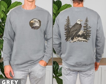 Vintage Style Bald Eagle Sweatshirt, Bald Eagle Illustration Sweatshirt, Eagle Lover Gift, Cozy Bald Eagle Pullover, Bird of Prey Sweater