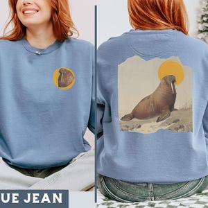 Sudadera vintage de morsa, suéter de morsa, regalo para amantes de las morsas, suéter acogedor para amantes de las morsas, linda sudadera de cuello redondo de morsa, animales del Ártico