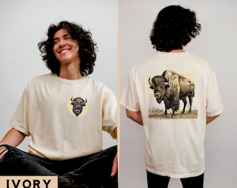 Bison Shirt, Vintage Bison Graphic Tee, Retro Bison Lover Gift, Youth Buffalo T-Shirt, Kids Bison Shirt, Gift Idea for Bison Animal Lovers