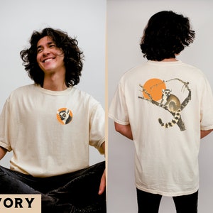 Lemurskjorta, vintage lemurgrafik-T-shirt, barnringstjärtslemur-T-shirt, ungdomslemurskjorta, unik Madagaskar-älskargåva, ringstjärtslemurtopp