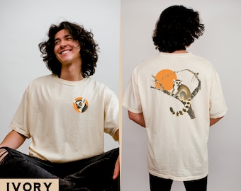 Shirt met lemur, vintage grafisch T-shirt maki, T-shirt ringstaartmaki kinderen, shirt jeugdmaki, uniek cadeau Madagaskar minnaar, top ringstaartmaki