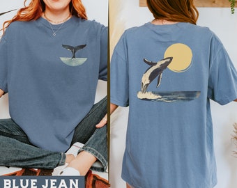 Whale Shirt, Vintage Humpback Whale Graphic T-Shirt, Retro Kids Whale Gift Marine Wildlife Art Tee, Youth Humpback Whale Shirt for Kids